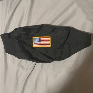 Vintage Black Fanny Pack with American Flag